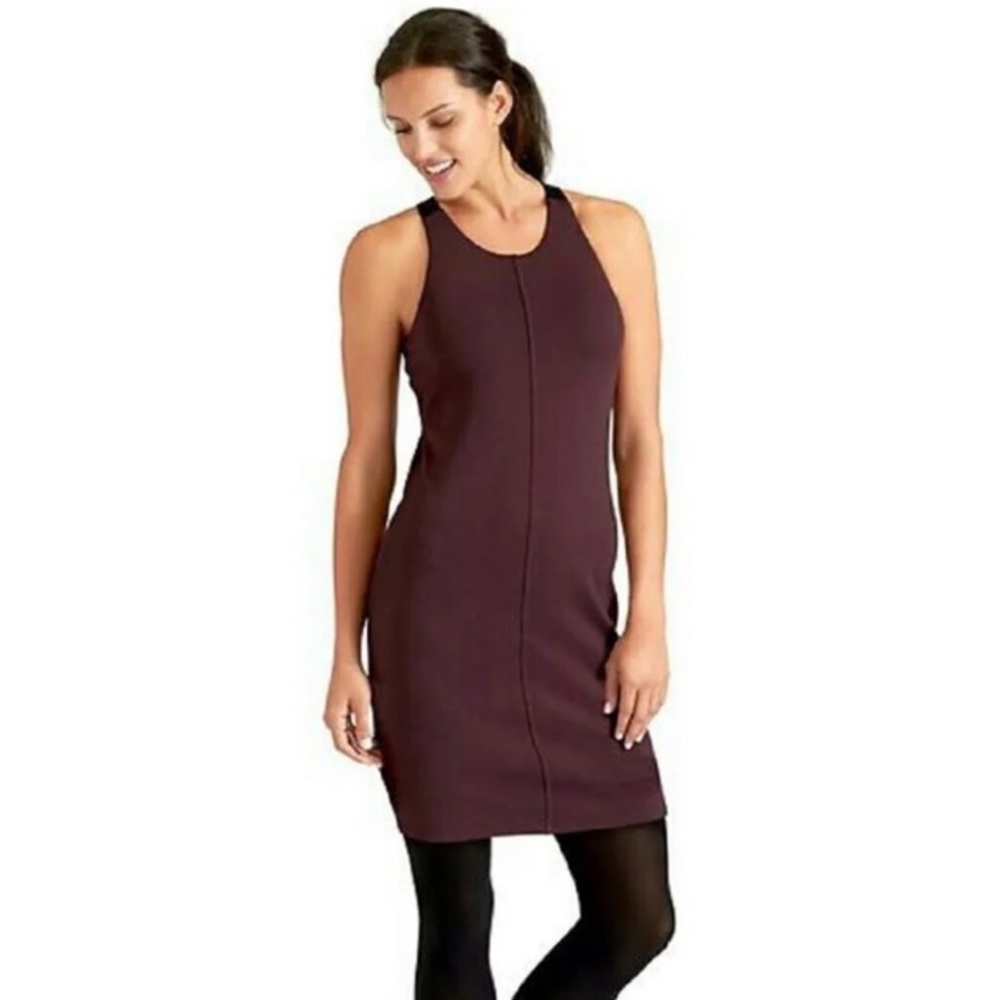 NWT Athleta whirlwind racer back athletic tank dress maroon built in shelf bra